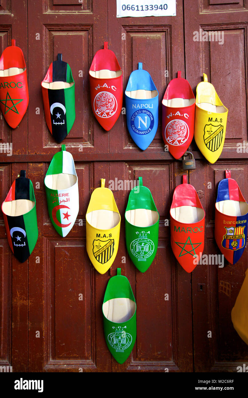 Marokkanische Babouche Hausschuhe, Medina, Fès, Marokko, Nordafrika Stockfoto