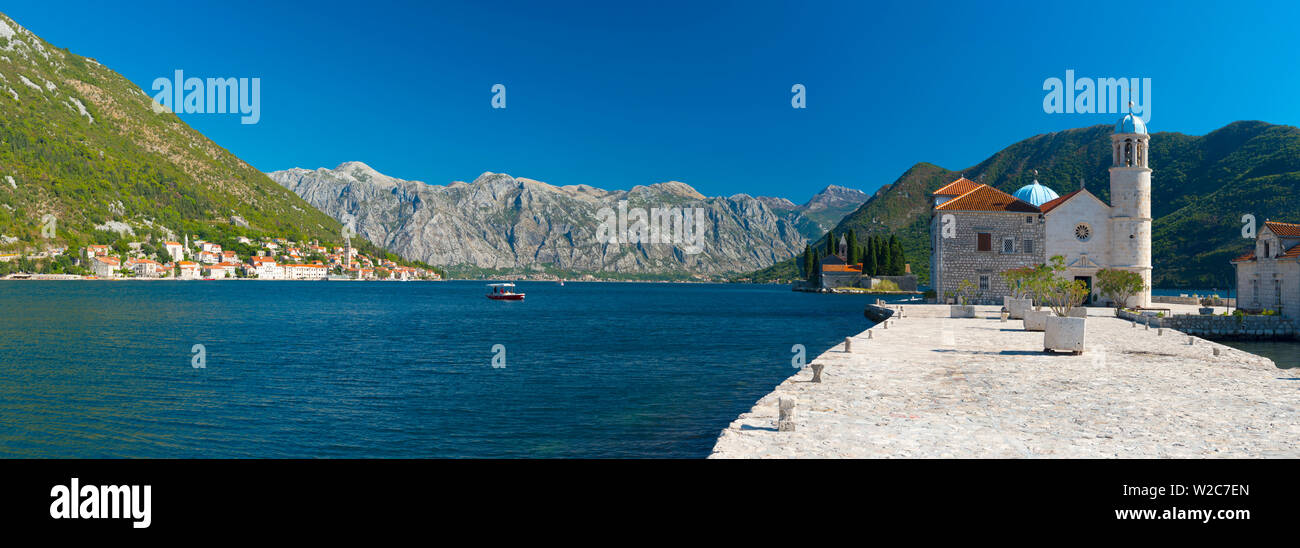 Montenegro, Bucht von Kotor, Perast, Unserer Lieben Frau von den Felsen der Insel, Kirche Unserer Lieben Frau von den Felsen Stockfoto