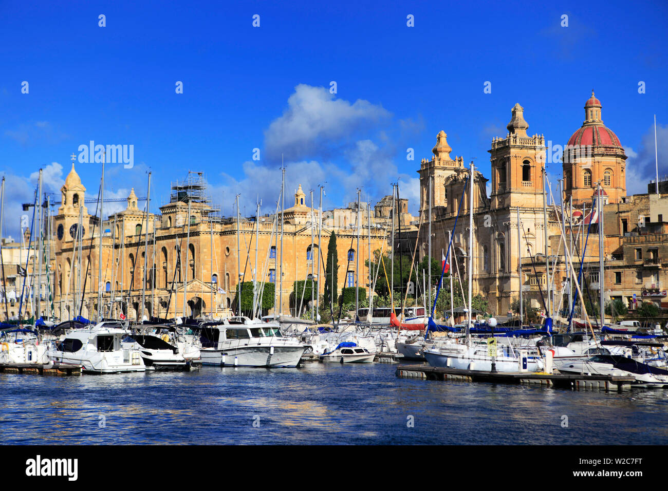 Blick auf Birgu (Vittoriosa) von Isla (Senglea), Malta Stockfoto