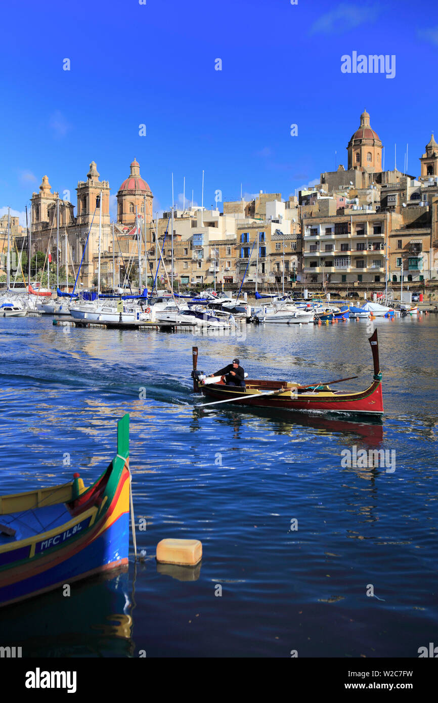 Blick auf Birgu (Vittoriosa) von Isla (Senglea), Malta Stockfoto