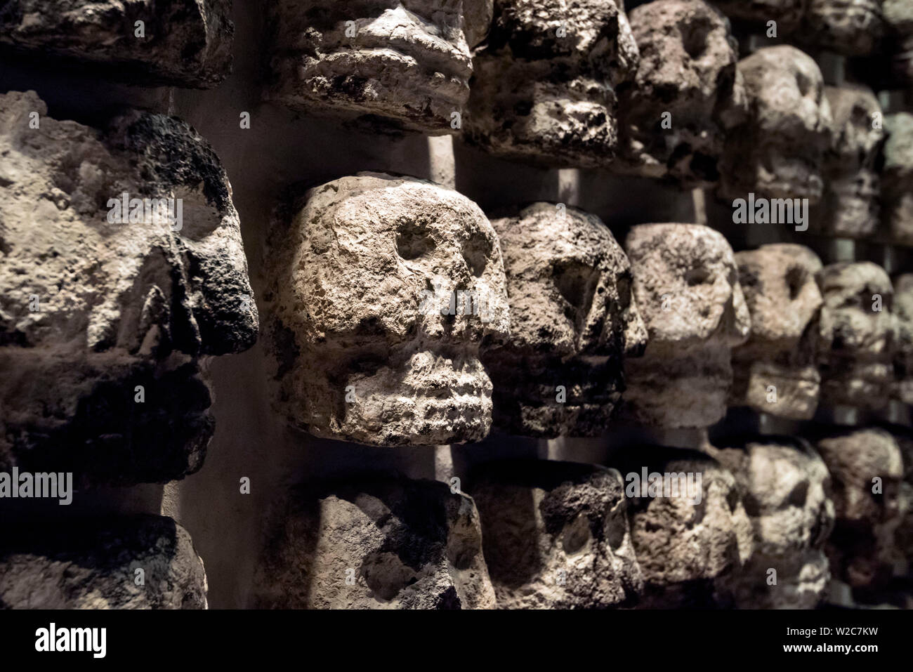 Mexiko, Mexiko City, Aztec, Templo Mayor Museum, Skull Rack Stockfoto