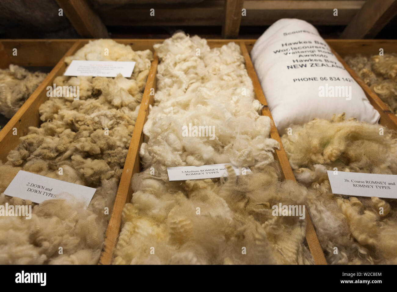 Neuseeland, Nordinsel, Masterton, das wolle Shed, nationales Museum der Schafe scheren, Wolle Stockfoto