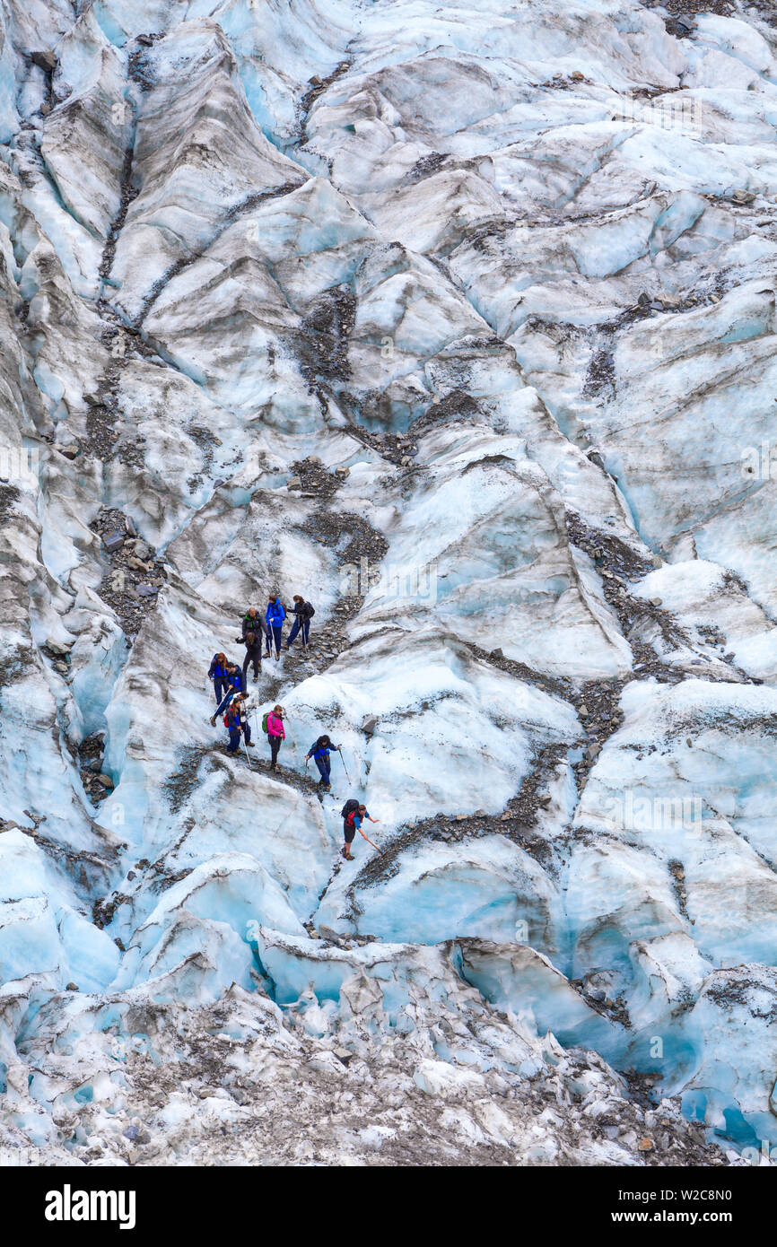 Geführte Gletscherwanderung, Fox Glacier, West Coast, South Island, Neuseeland Stockfoto