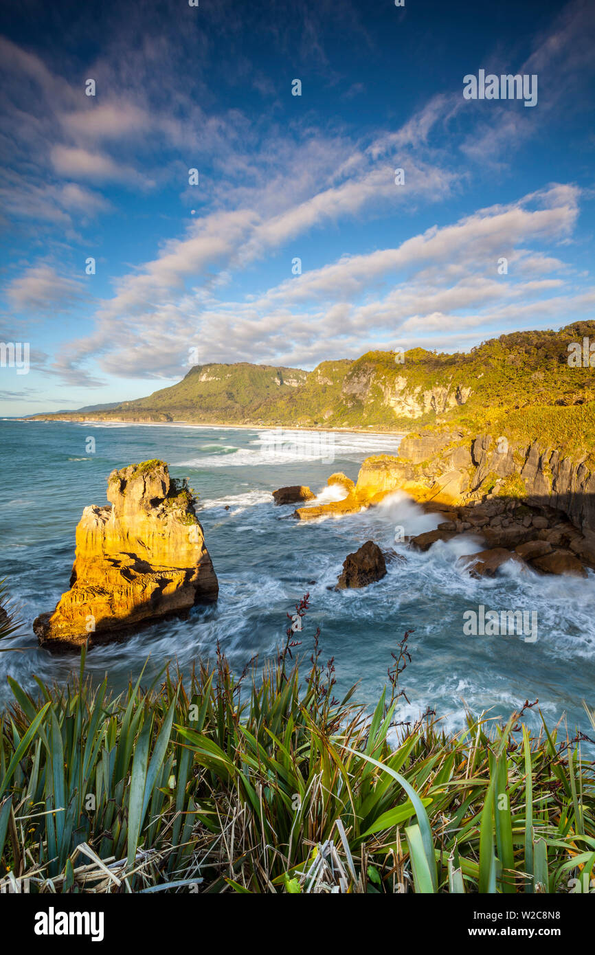 Die Küste bei Punakaiki, West Coast, South Island, Neuseeland Stockfoto