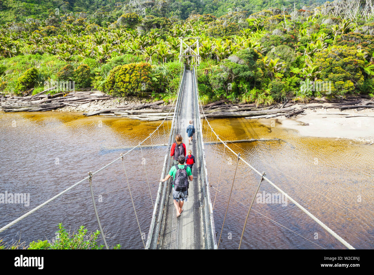Familie wandern den Heaphy Track Karamea, West Coast, South Island, Neuseeland Stockfoto