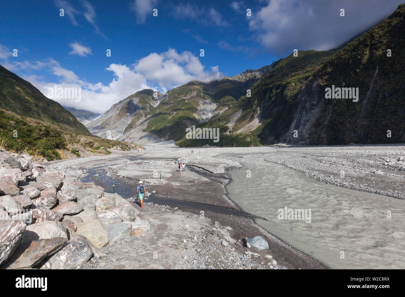 Neuseeland, Südinsel, Westküste, Fox Glacier Village, Fox Glacier Wanderer entlang Fox River Stockfoto
