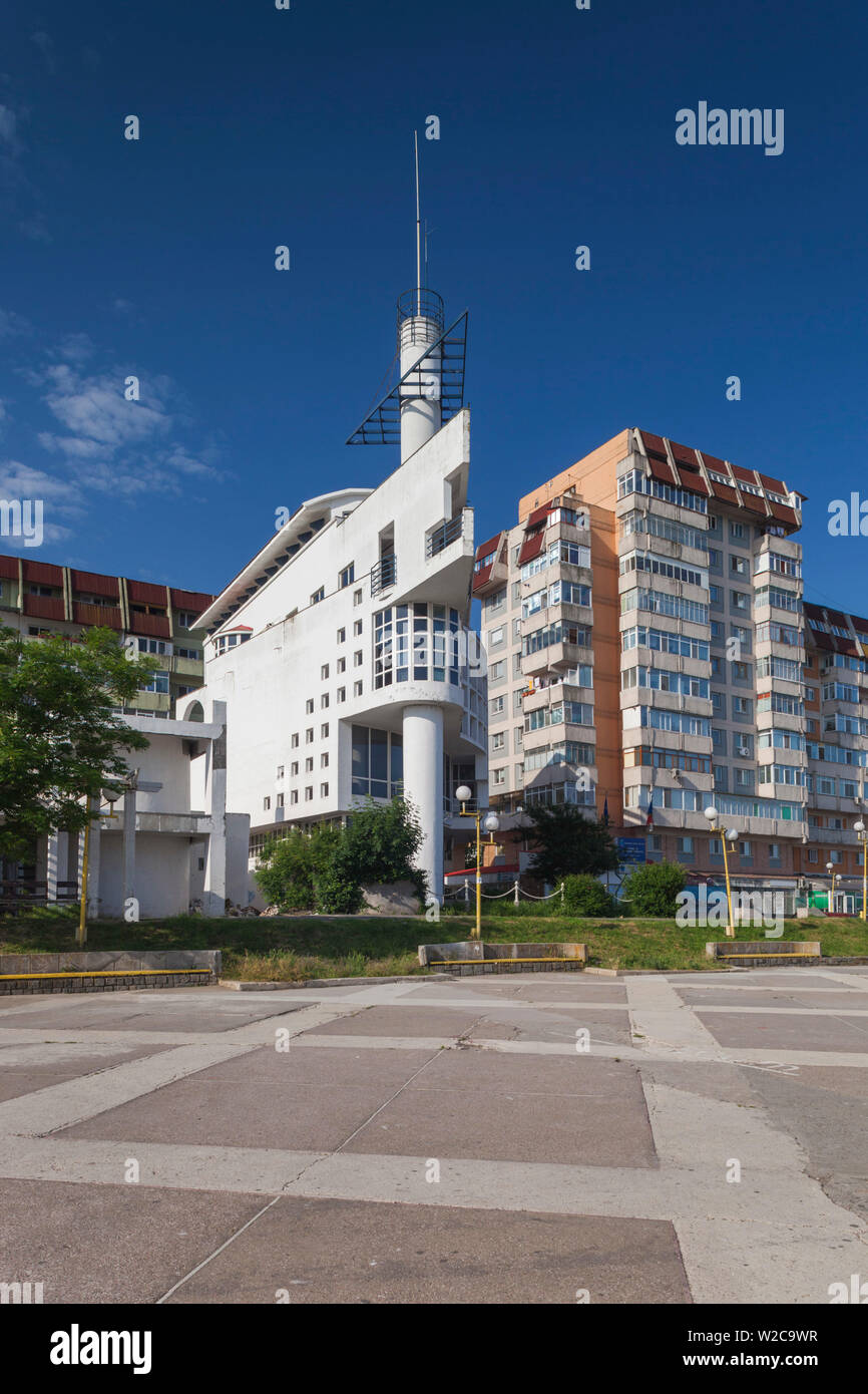 Rumänien, Donau-Fluss-Delta, Tulcea, Waterfront Gebäude von Donau Stockfoto