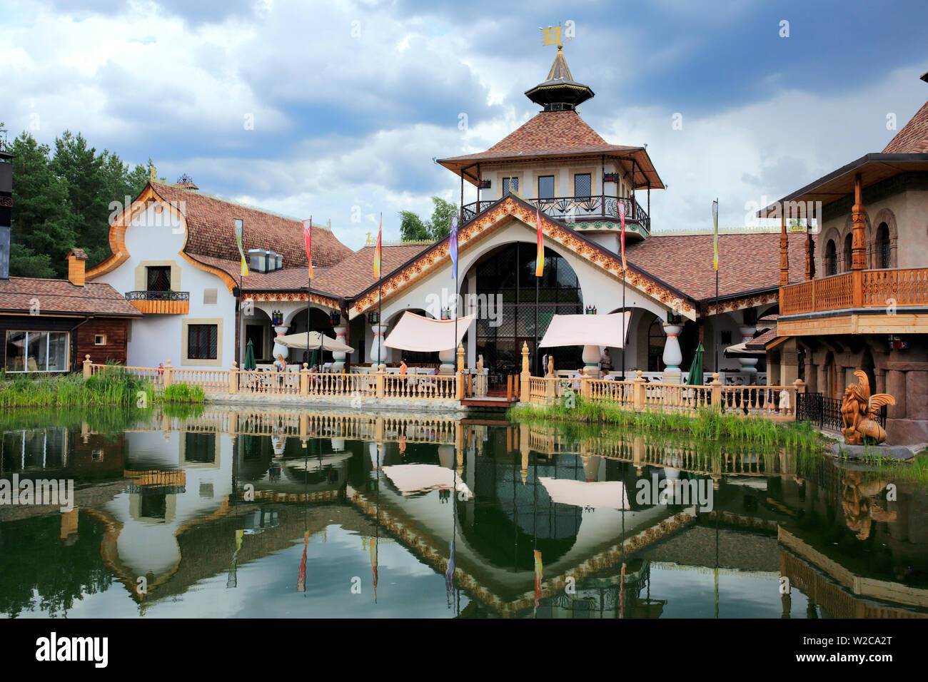 Restaurant im traditionellen russischen Stil, Solotcha, Ryazan, Russland Stockfoto