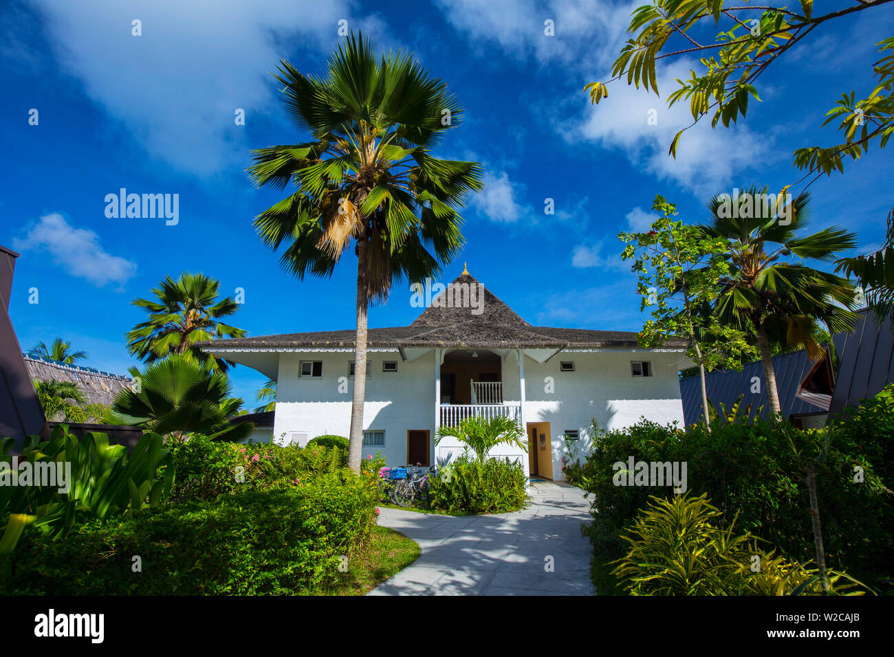 La Digue Island Lodge Hotel, La Digue, Seychellen Stockfoto