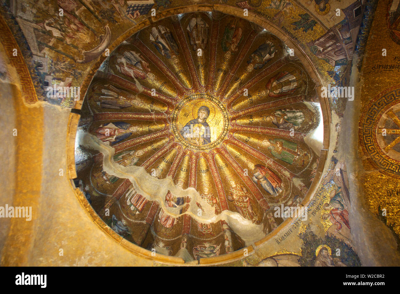 Mosaik, Jungfrau und Kind, Interieur der Kirche von St Saviour, Chora, Istanbul, Türkei Stockfoto