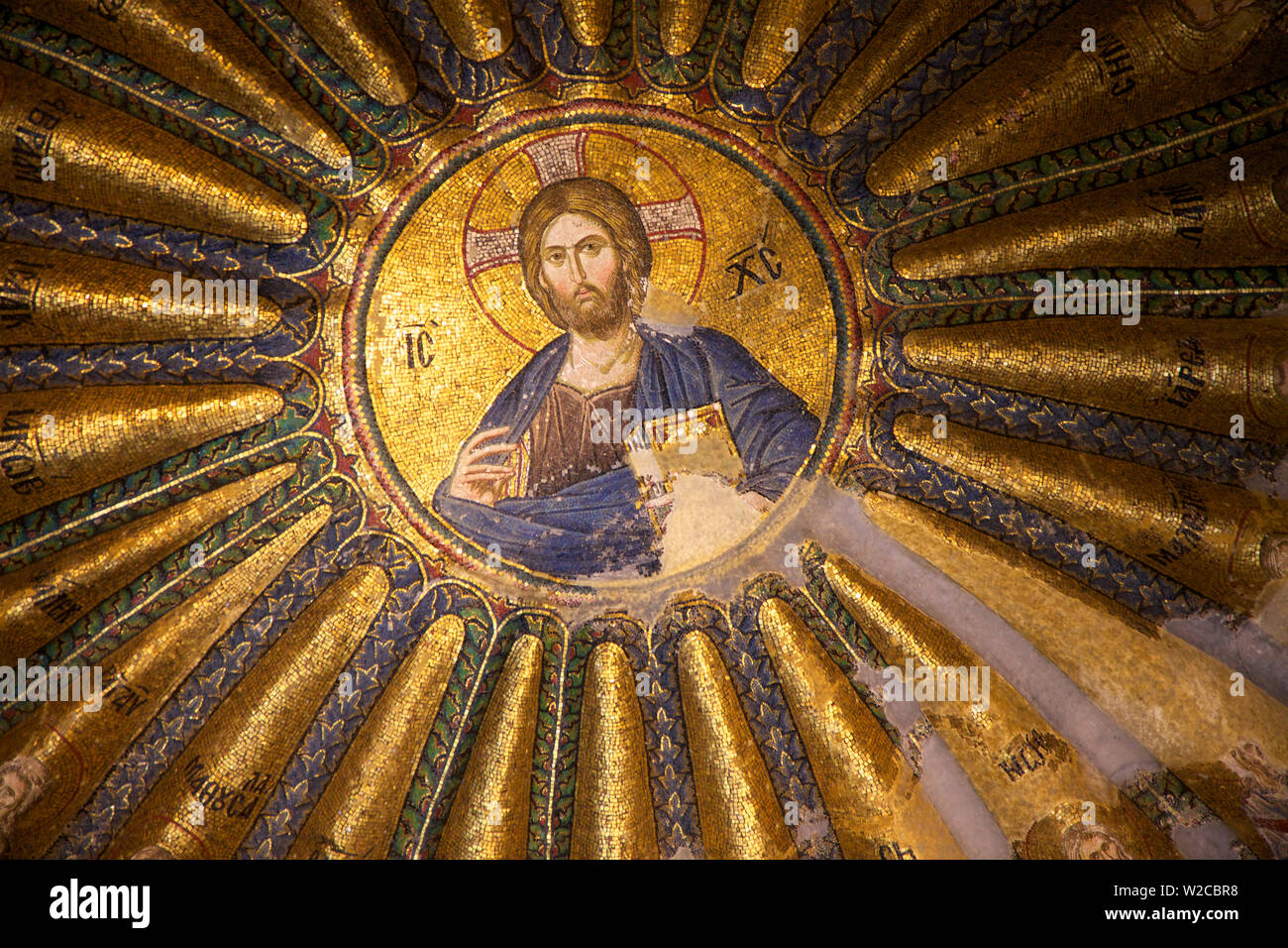 Mosaik zeigt Christus und seine Vorfahren, Interieur der Kirche von St Saviour, Chora, Istanbul, Türkei Stockfoto
