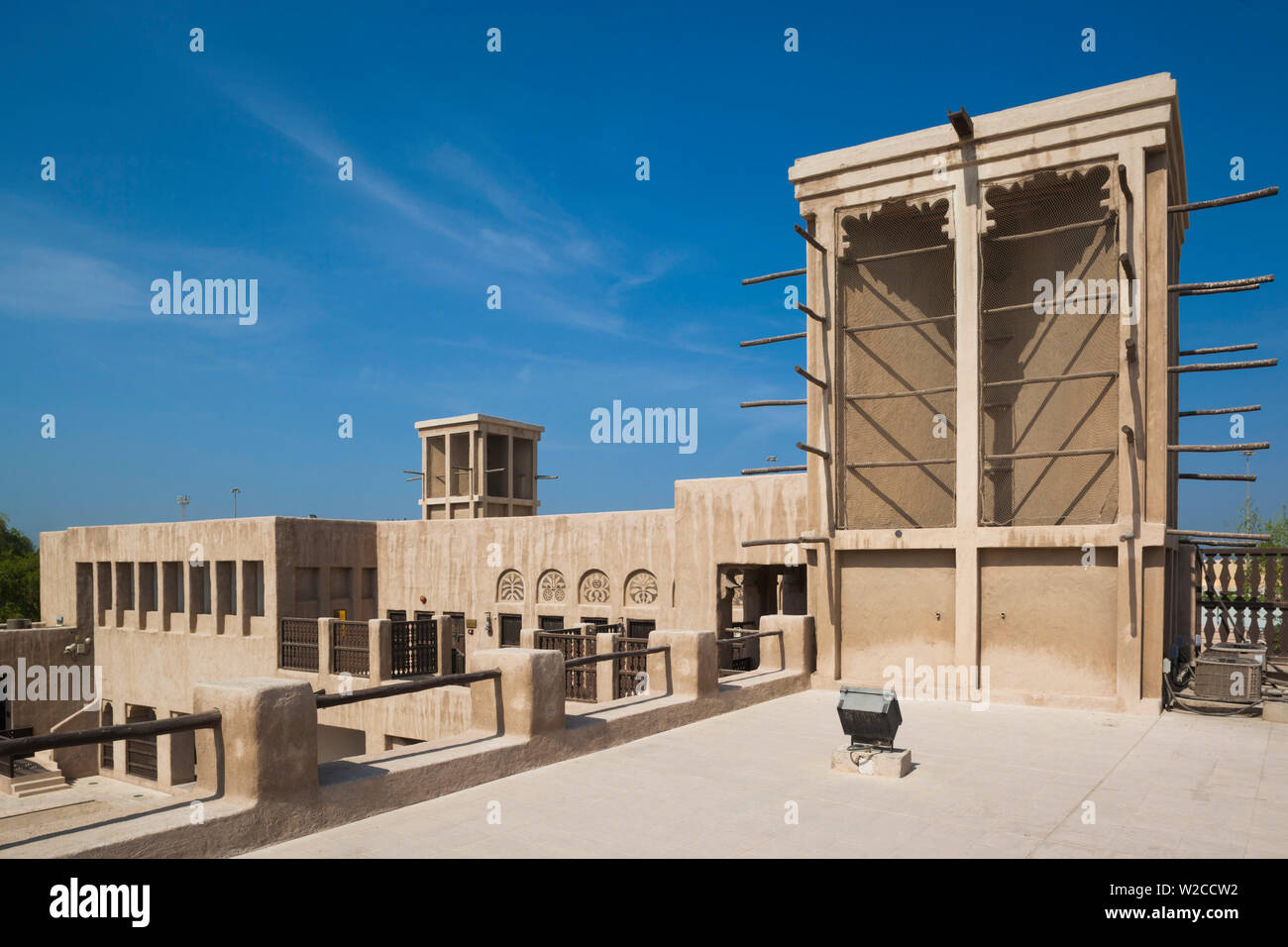 UAE, Dubai, Bur Dubai, Al Fahidi Historic District, traditionelle arabische Barjeels, windtowers Stockfoto