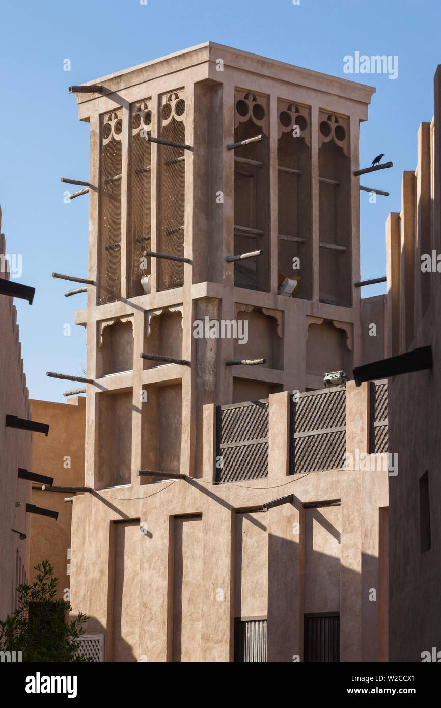 UAE, Dubai, Bur Dubai, Al Fahidi Historic District, traditionelle arabische Barjeels, windtowers Stockfoto