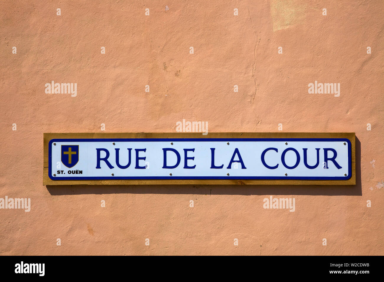 Französische Straße Signage, Jersey, Kanalinseln Stockfoto