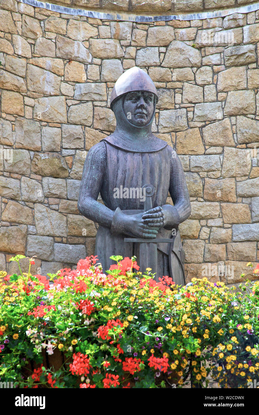 Statue von Edler Schweizer Ritter Othon, Soldat und Diplomat, St. Peter Port, Guernsey, Channel Islands Stockfoto