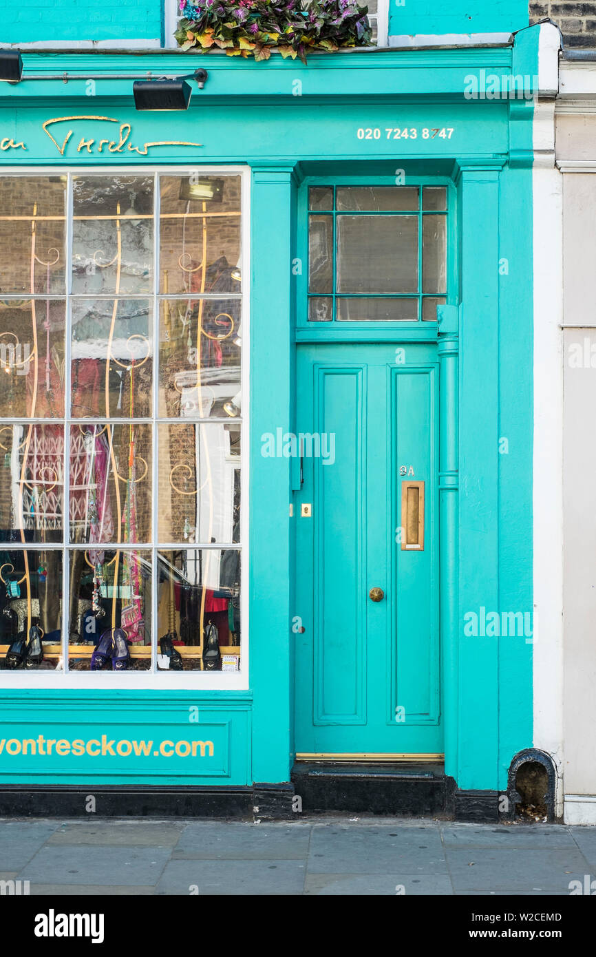 Turqouise Tür, Notting Hill, London, England Stockfoto