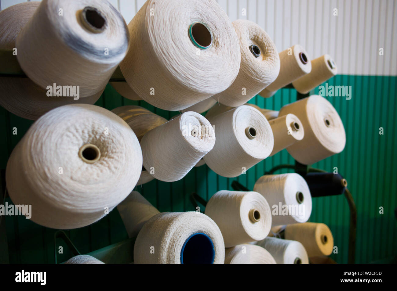 USA, Massachusetts, Lowell, Lowell National Historic Park, boott Cotton Mills Museum, das Weben, früh uns Stoff Fertigung Stockfoto