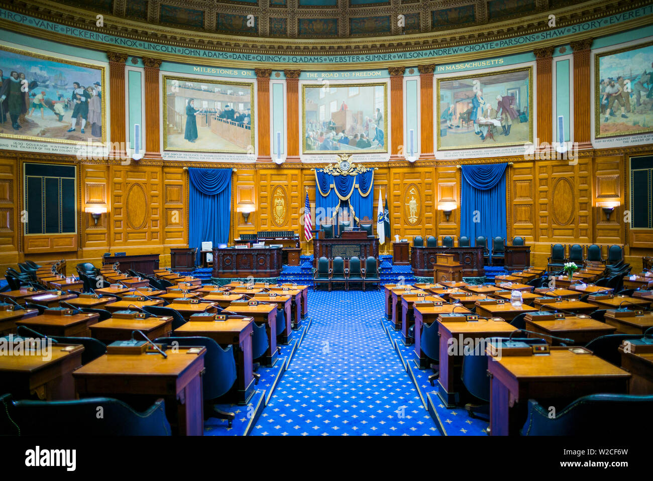 Kammer des Repräsentantenhaus von Massachusetts State House, Boston, Massachusetts, USA Stockfoto