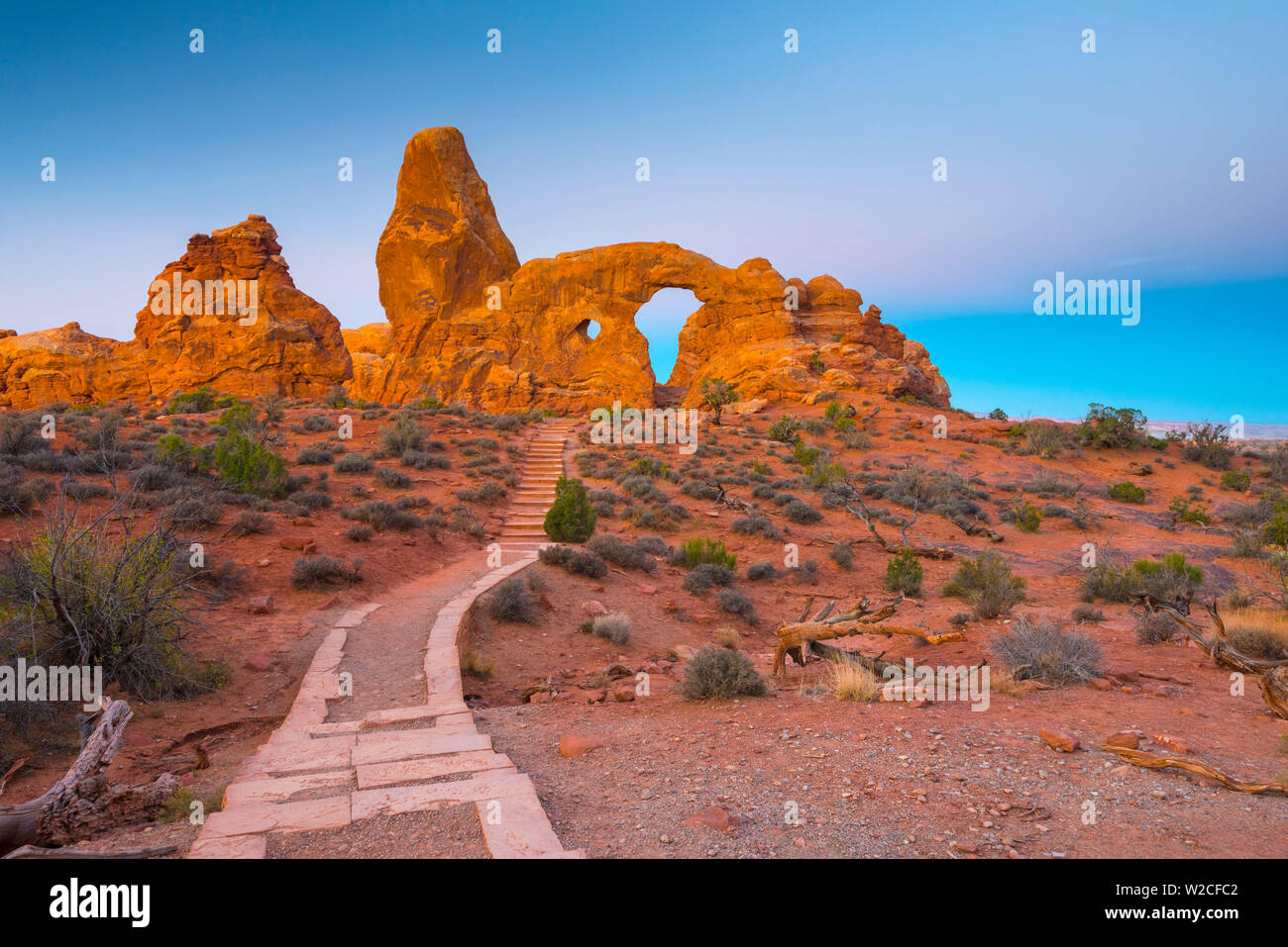 USA, Utah, Arches National Park, die Fenster, Turret Arch Stockfoto