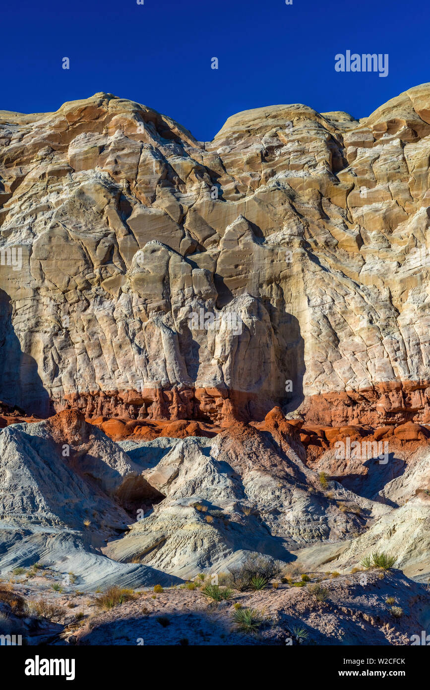 USA, Utah, Grand Staircase Escalante National Monument, die fliegenpilze, Schichten, die in den Felsen Stockfoto