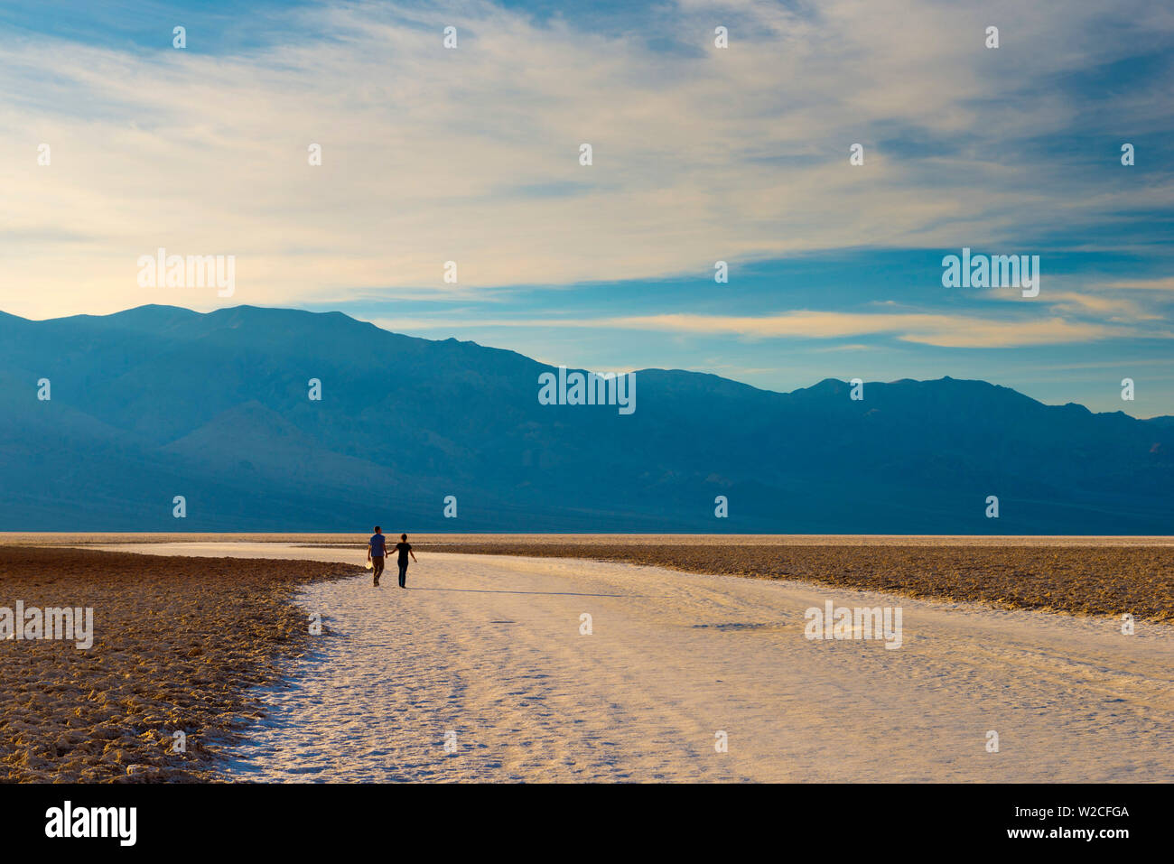 USA, Kalifornien, Death Valley National Park, Badwater Basin, niedrigster Punkt in Nordamerika Stockfoto