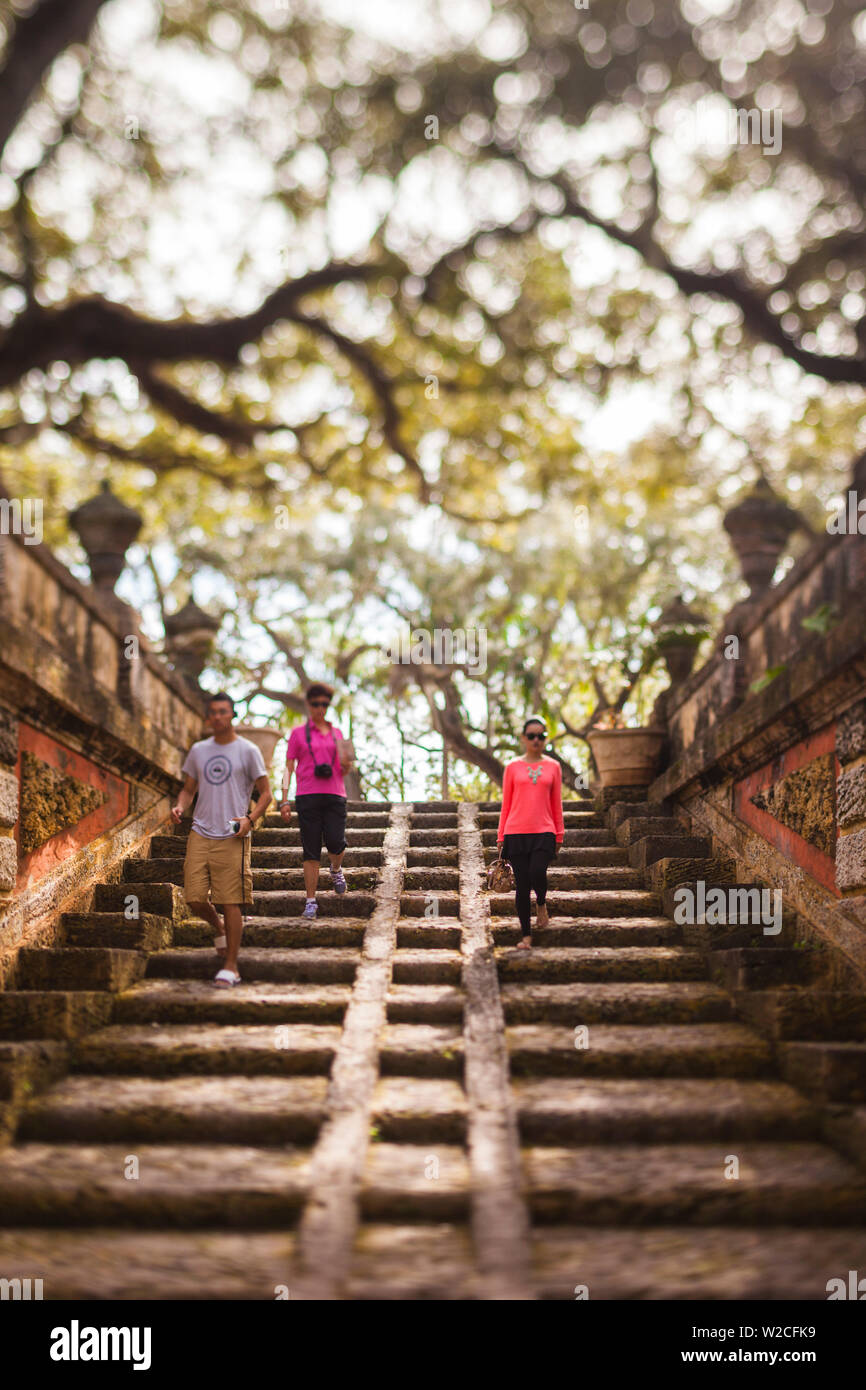 USA, Florida, Miami-Gegend, Coconut Grove, Vizcaya Museum und Gärten, Treppe Stockfoto