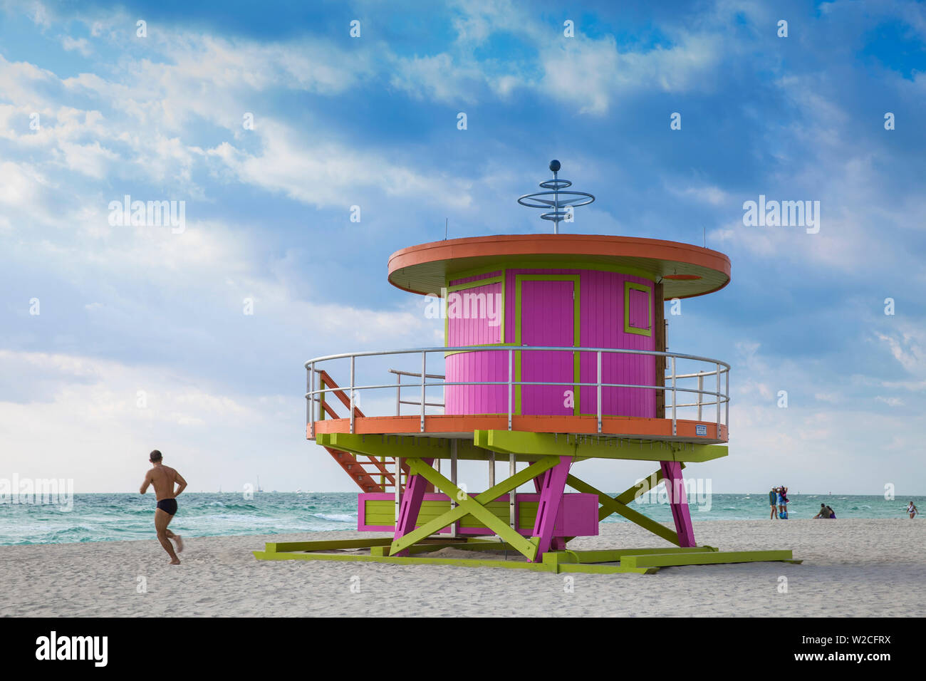 Usa, Miami, Miami Beach, South Beach, Life guard Beach Hut Stockfoto