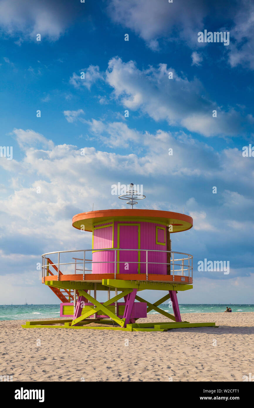 Usa, Miami, Miami Beach, South Beach, Life guard Beach Hut Stockfoto