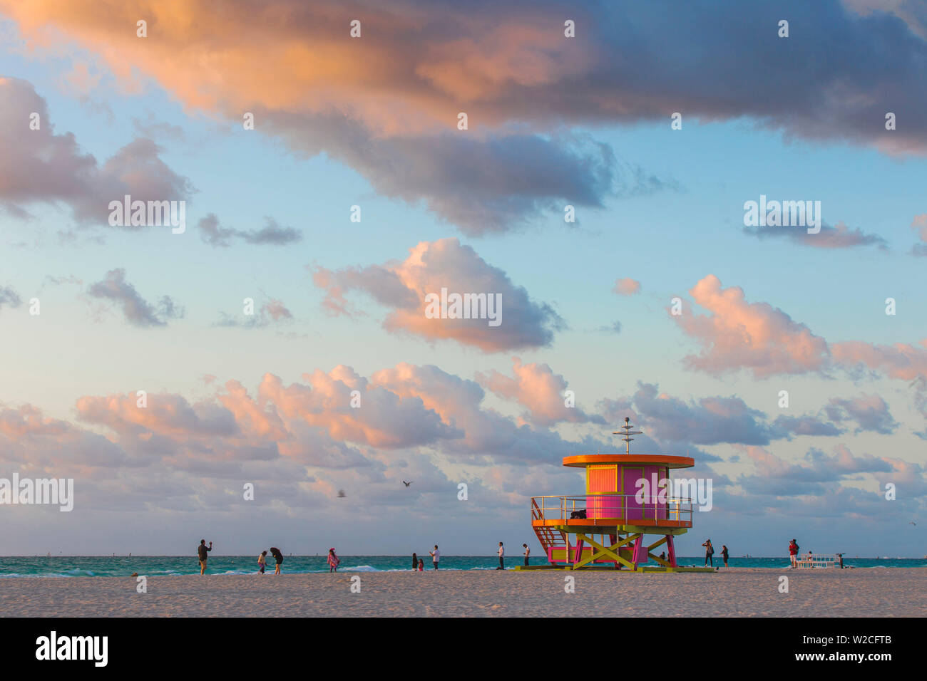 Usa, Miami, Miami Beach, South Beach, Life guard Beach Hut Stockfoto