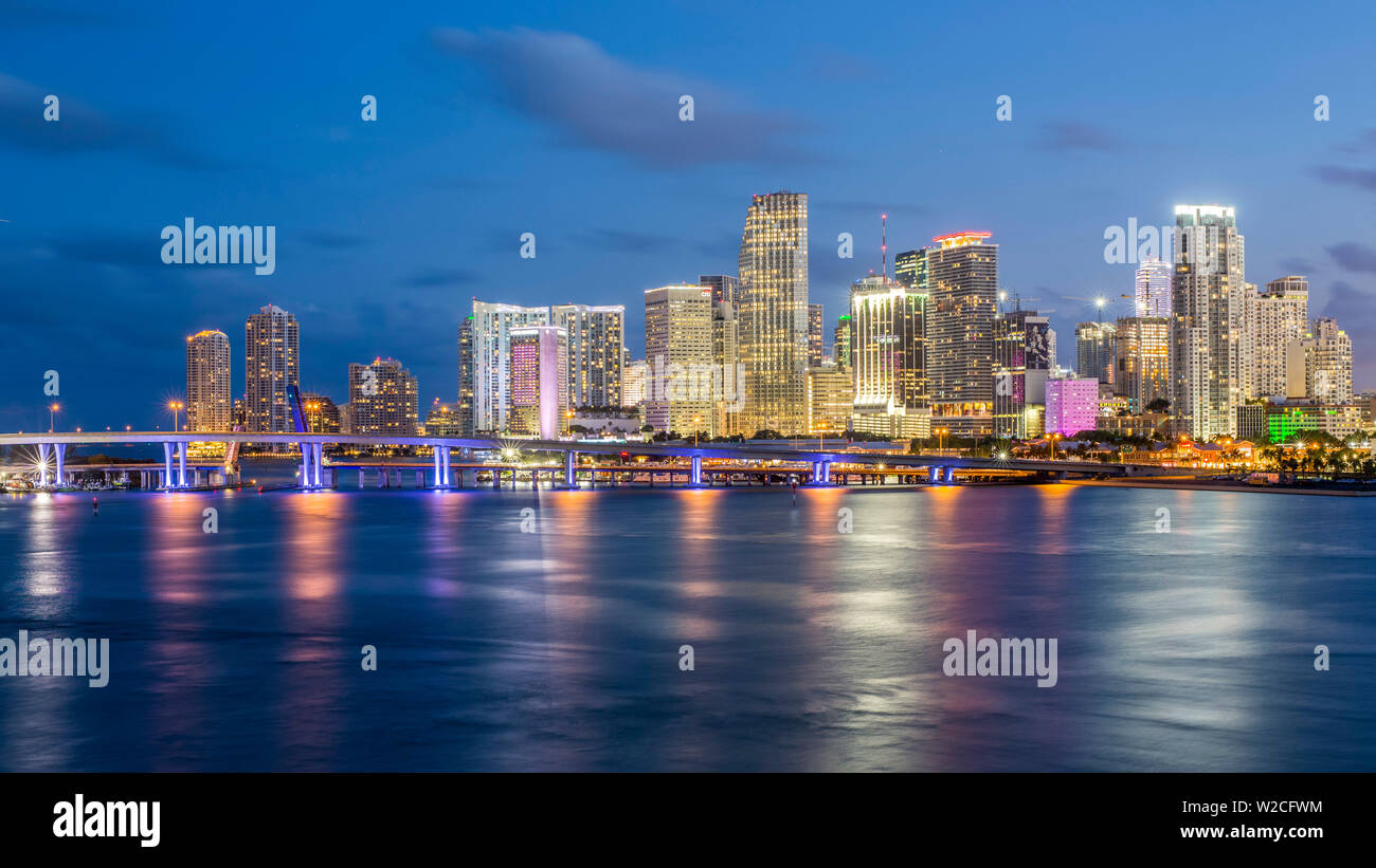 Die Innenstadt von Miami Skyline, Miami, Florida, USA, Nordamerika Stockfoto