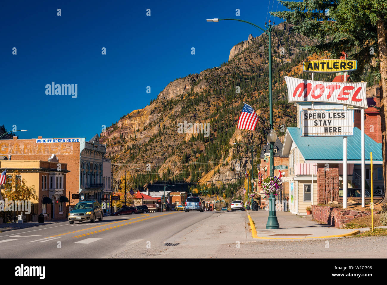 USA, Colorado, Ouary, Geweihe Motel Stockfoto