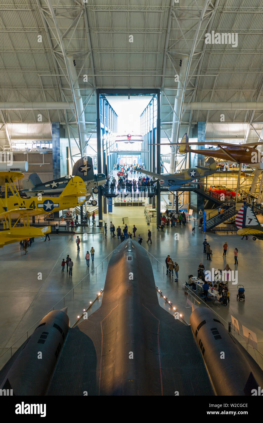 USA, Virginia, Herdon, National Air und Space Museum, Steven F. Udvar-Hazy Center, Museum, Erhöhte Ansicht über uns SR-71 Blackbird spyplane Stockfoto