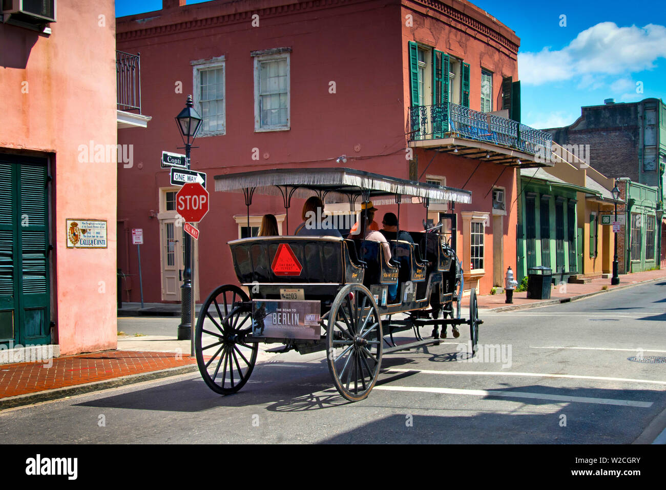 Louisiana, New Orleans, French Quarter, mit der Pferdekutsche. Stockfoto