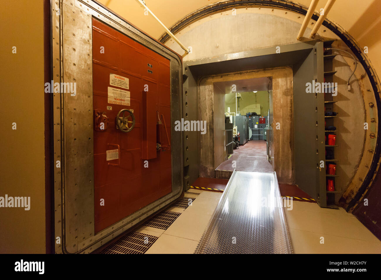 USA, North Dakota, Cooperstown, Ronald Reagan Minuteman Rakete State Historic Site, ICBM Missile Launch Centre, Standort Oscar-Zero, u-elektronik Bunker Stockfoto