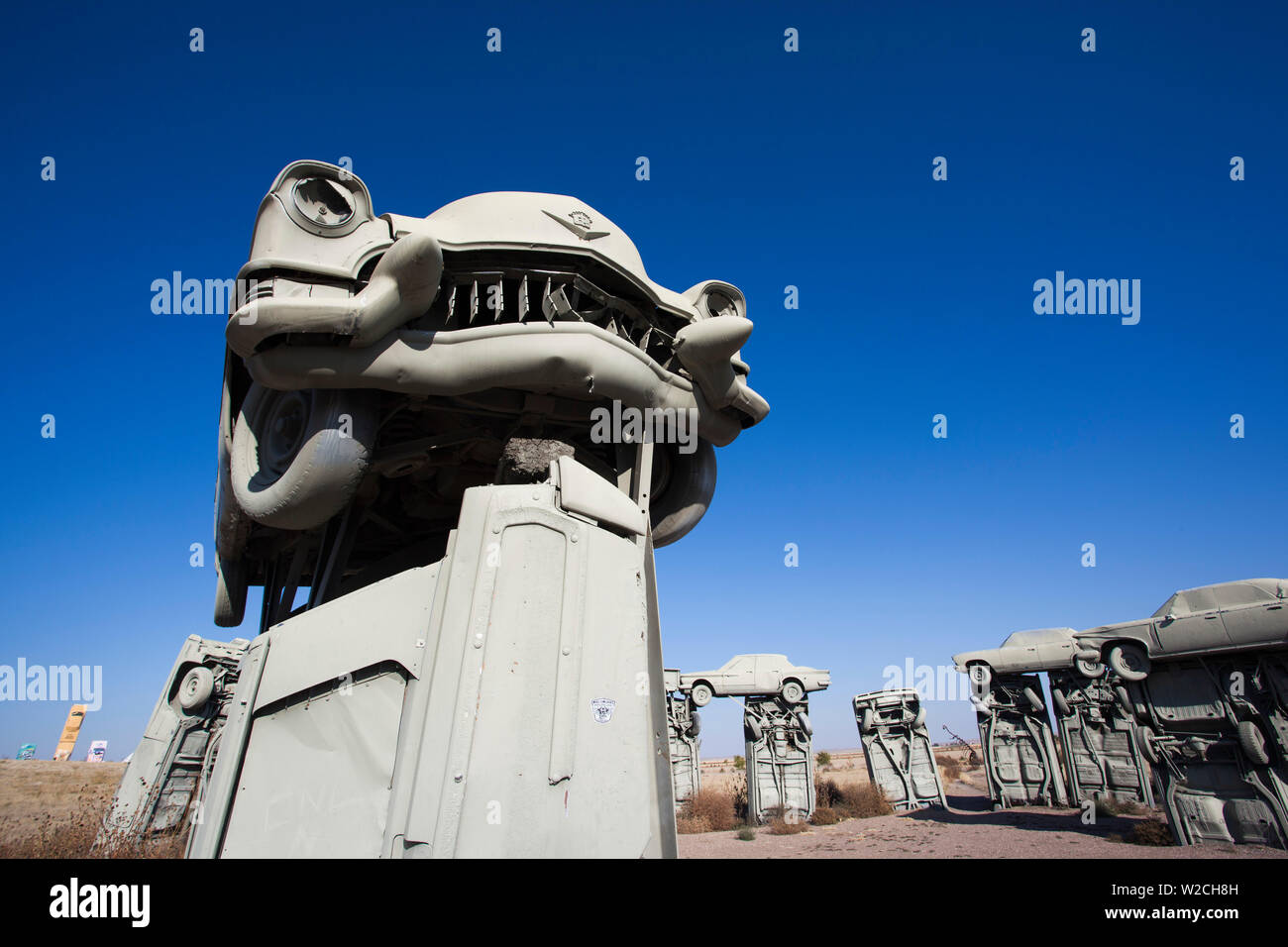 USA, Nebraska, Allianz, Carhenge, Outdoor-Skulptur in Anlehnung an Stonehenge in England aber aus alten Autos Stockfoto