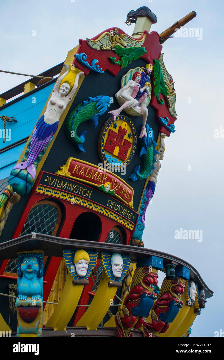 USA, Delaware, Wilmington, Kalmar Dezember Replik des Schiffs, die ersten europäischen Siedler in Delaware 1638 gebracht Stockfoto