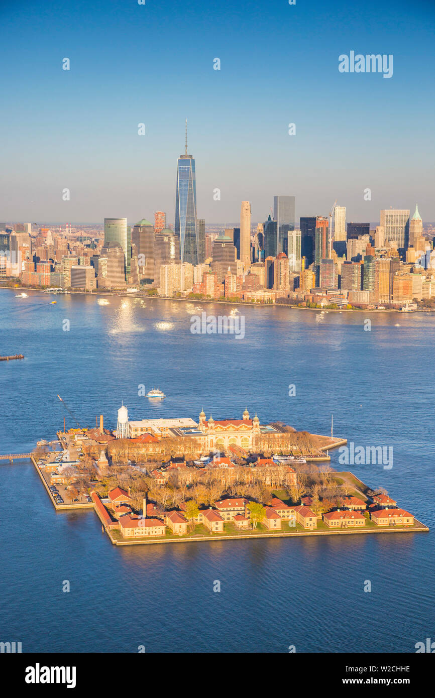 Ellis Island und Manhattan, New York City, New York, USA Stockfoto