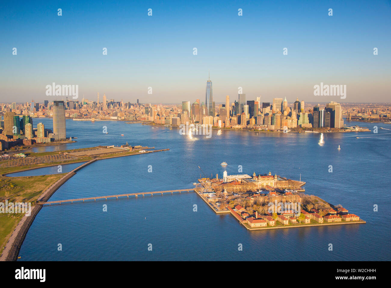 Ellis Island und Manhattan, New York City, New York, USA Stockfoto