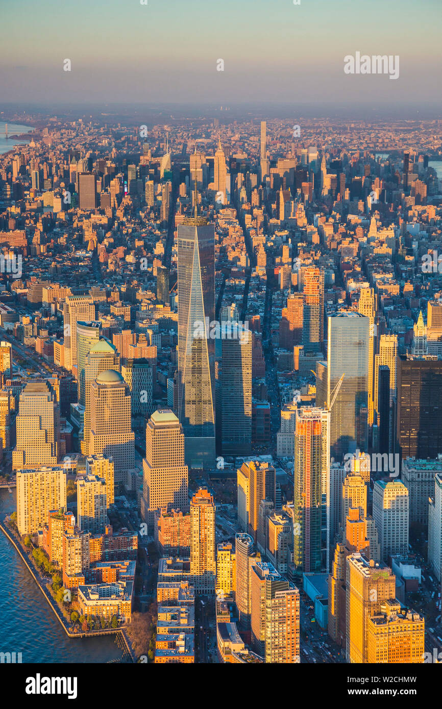 Das One World Trade Center und Lower Manhattan, New York City, New York, USA Stockfoto