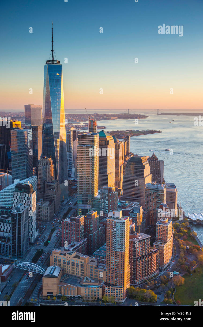 Das One World Trade Center und Lower Manhattan, New York City, New York, USA Stockfoto