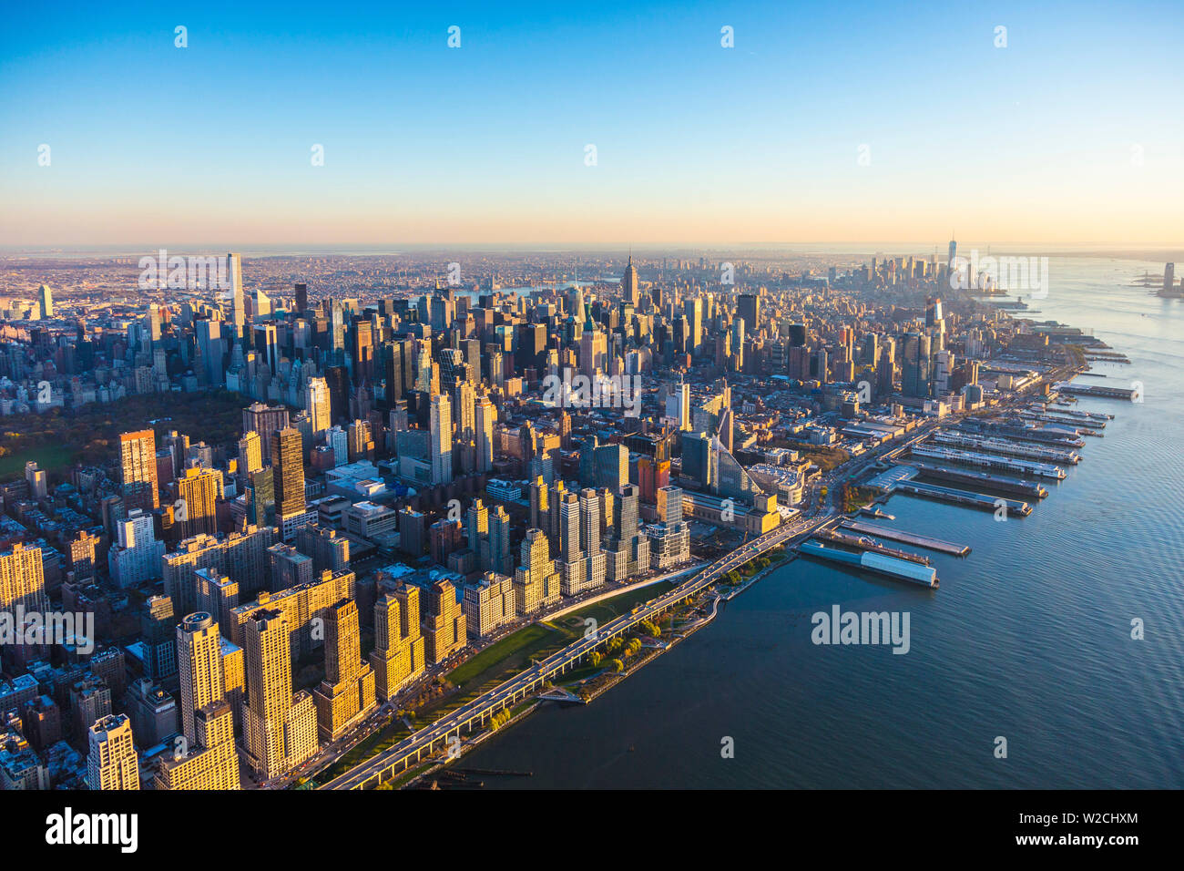 Midtown Manhattan und den Hudson River, New York City, New York, USA Stockfoto