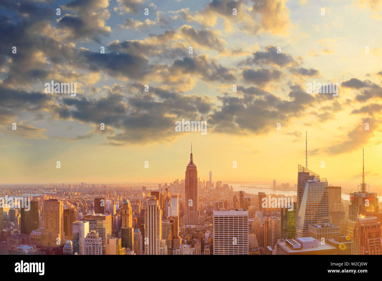 USA, New York, Manhattan, Top Rock Observatory, Midtown Manhattan und Empire State Building Stockfoto