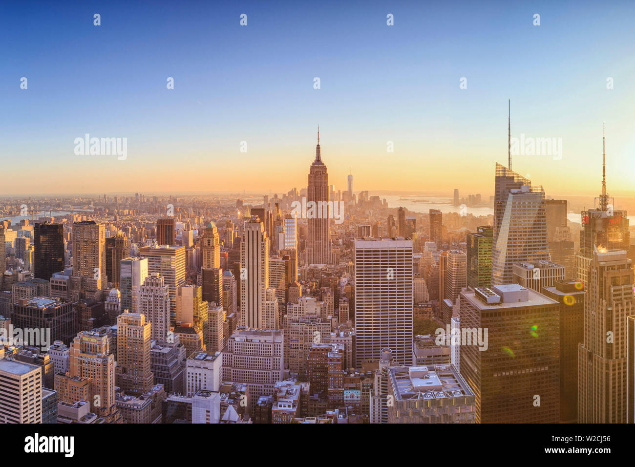 USA, New York, Manhattan, Top Rock Observatory, Midtown Manhattan und Empire State Building Stockfoto