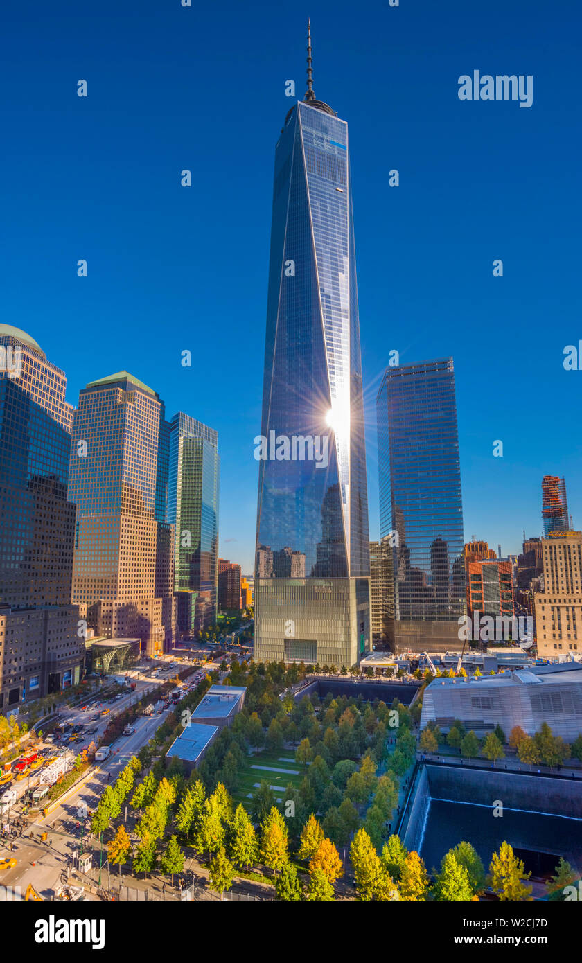 USA, New York, Manhattan, Downtown, World Trade Center, Freedom Tower oder das One World Trade Center Stockfoto