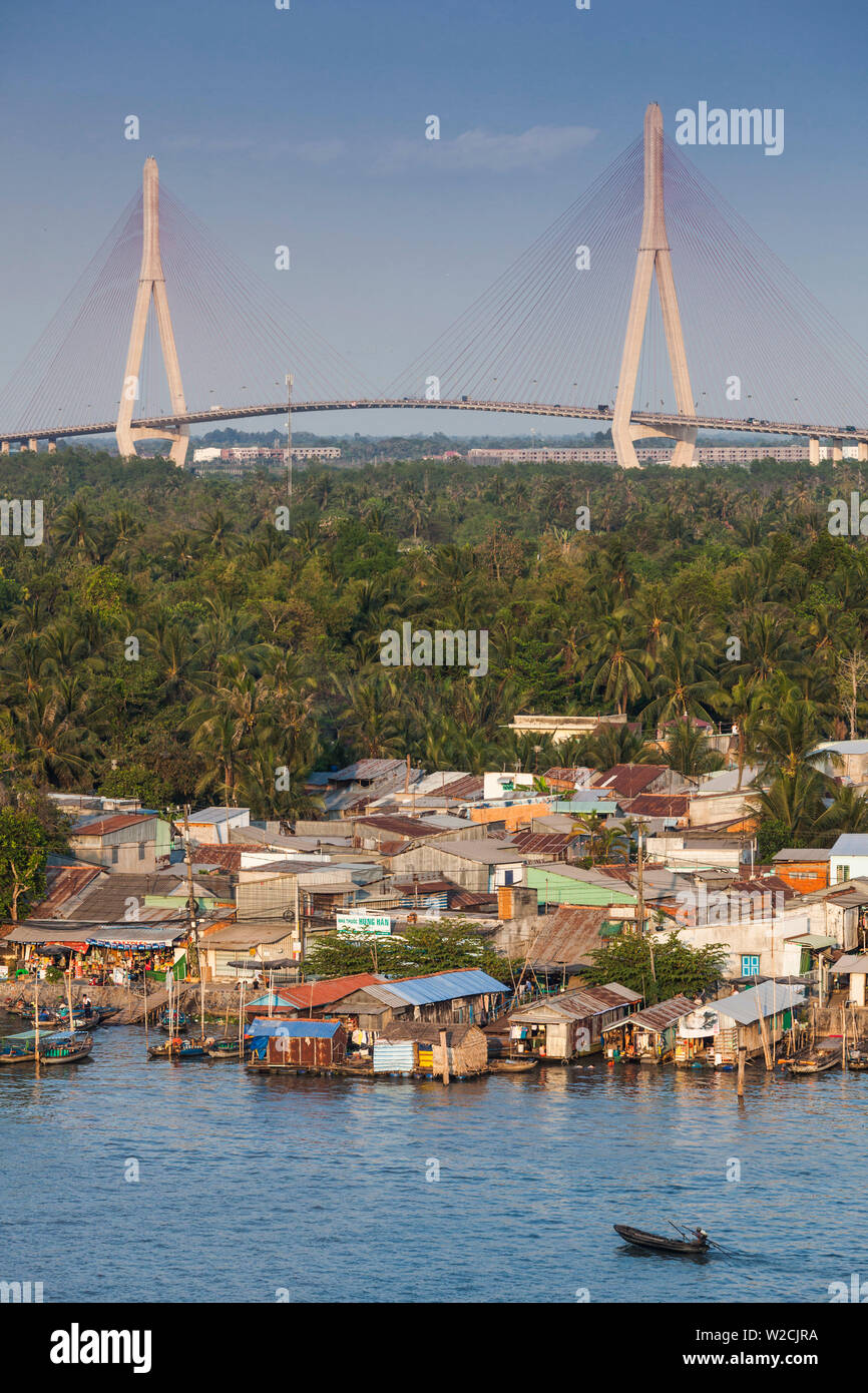 Vietnam, Mekong-Delta, Can Tho, können Tho Brücke, erhöhte Ansicht, Sonnenuntergang Stockfoto