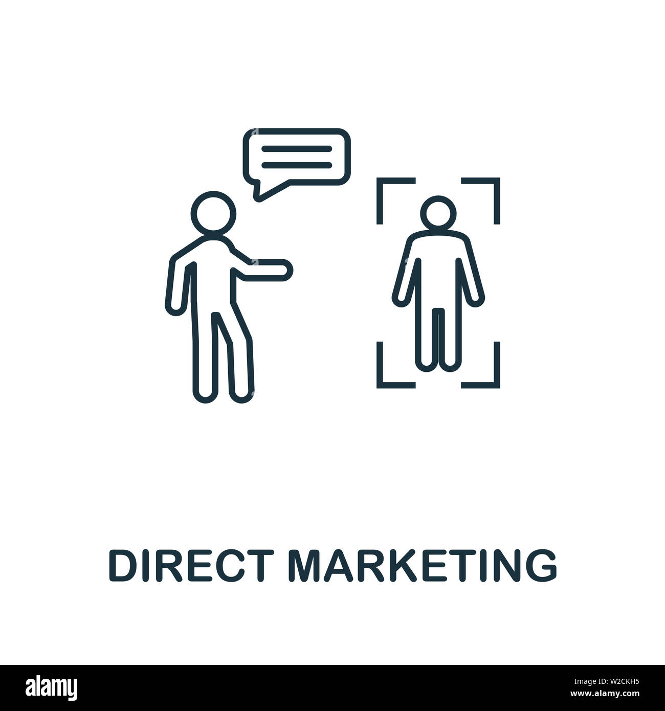 Direktmarketing-Umrisssymbol. Thin Line Concept Element aus der Sammlung von Content Icons. Creative Direct Marketing-Symbol für mobile Apps und die Nutzung im Internet Stockfoto