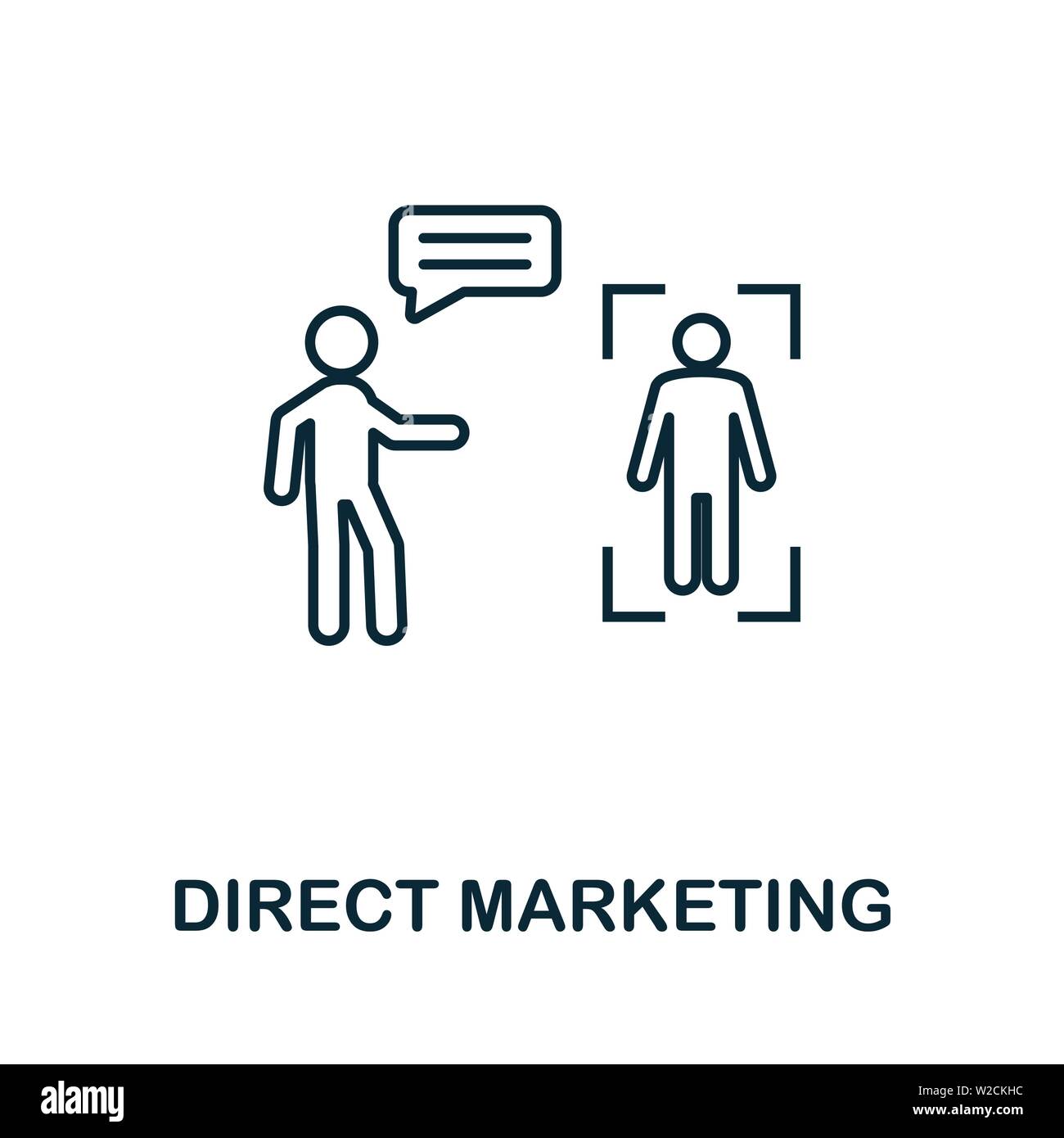 Direktmarketing-Umrisssymbol. Thin Line Concept Element aus der Sammlung von Content Icons. Creative Direct Marketing-Symbol für mobile Apps und die Nutzung im Internet Stock Vektor