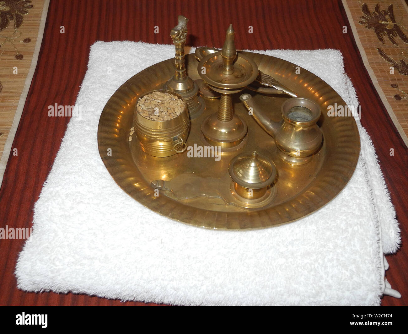 Indische Elemente für heiliges Ritual, Kerala, Trivandrum region Stockfoto