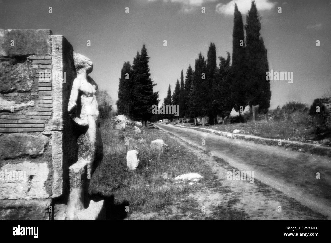 Rom, Statuen auf dem antiken Appia, 1930 Stockfoto