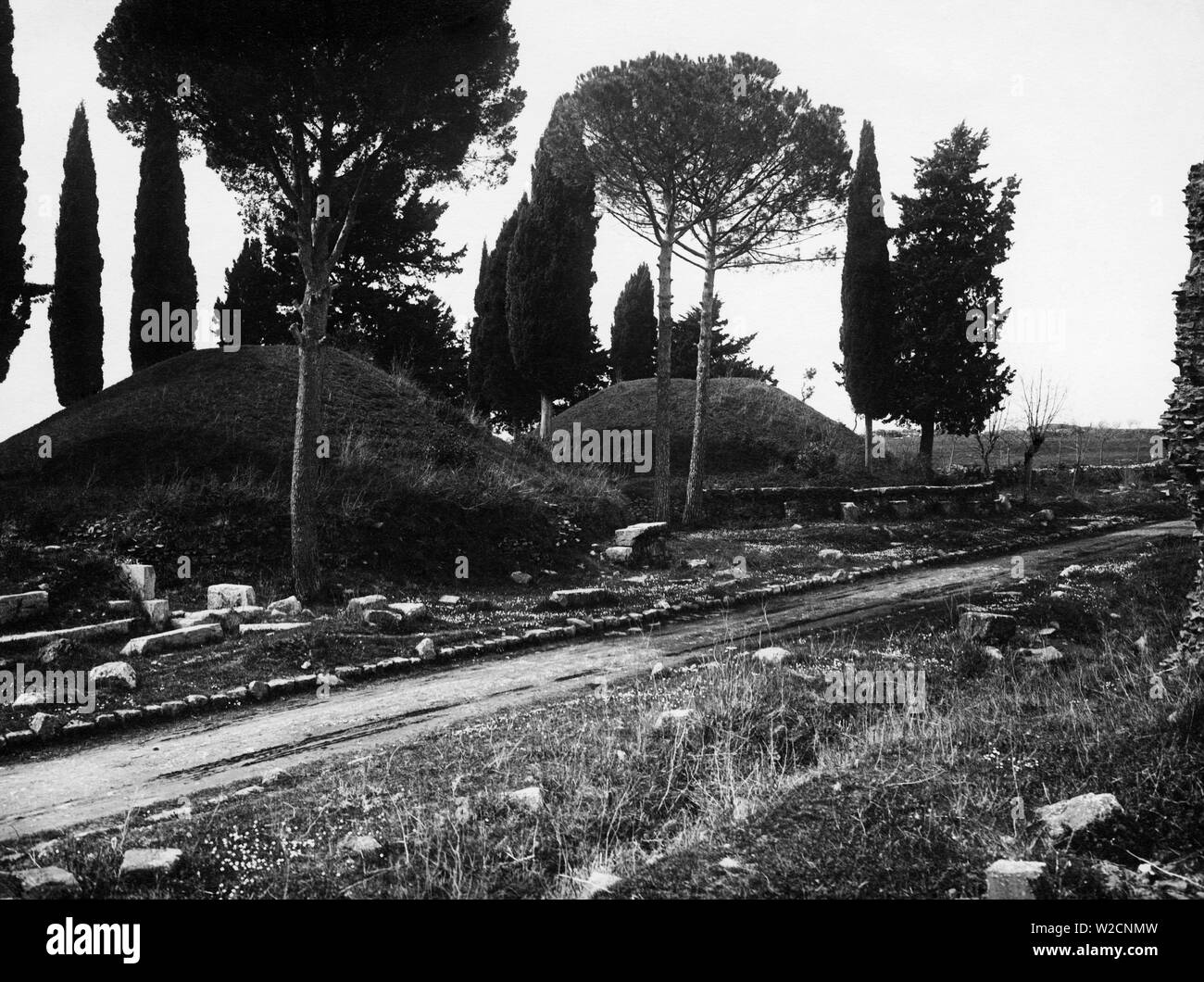 Dämme Der orazi und curiazi, Via Appia Antica, Albano Laziale, 1910 Stockfoto
